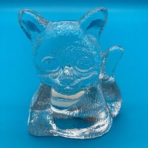 Vintage PartyLite Happy Cat Glass Tealight Holder - AS IS (Chipped)